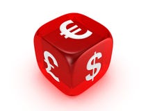 Translucent Red Dice With Currency Sign Royalty Free Stock Photography Translucent Red Dice With Currency Sign Royalty Free Stock Photography