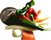 Colorful fresh and healthy vegetables, vectorized with transparent background. stock illustration Colorful fresh and healthy vegetables, vectorized with transparent background. stock illustration