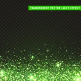 Transparent vector light effect green. Glitter particles, shining stars , space background. Bright design element, green luxury greeting card royalty free illustration Transparent vector light effect green. Glitter particles, shining stars , space background. Bright design element, green luxury greeting card royalty free illustration