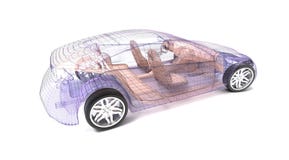 Transparentes Autodesign, Drahtmodell Abbildung 3D lizenzfreie abbildung Transparentes Autodesign, Drahtmodell Abbildung 3D lizenzfreie abbildung