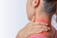 Trapezius deixado inflamação foto de stock royalty free Trapezius deixado inflamação foto de stock royalty free
