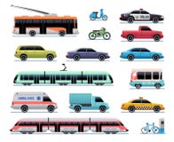 Trasporto della città Automobile del fumetto, bus e camion, tram Treno, filobus e motorino Trasporto urbano di vettore del veicol royalty illustrazione gratis Trasporto della città Automobile del fumetto, bus e camion, tram Treno, filobus e motorino Trasporto urbano di vettore del veicol royalty illustrazione gratis