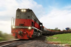 Trasporto locomotivo del treno merci con il carico Fotografia Stock Libera da Diritti Trasporto locomotivo del treno merci con il carico Fotografia Stock Libera da Diritti