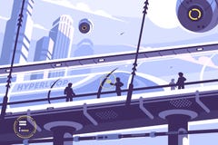 Trasporto pubblico futuro di Hyperloop illustrazione vettoriale Trasporto pubblico futuro di Hyperloop illustrazione vettoriale