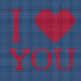 ` Trasversale del ` del ricamo dello stich ti amo in rosso ed in blu Illustrazione di vettore Reticolo lavorato a maglia royalty illustrazione gratis ` Trasversale del ` del ricamo dello stich ti amo in rosso ed in blu Illustrazione di vettore Reticolo lavorato a maglia royalty illustrazione gratis