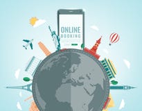 Travel composition with famous world landmarks. Travel and Tourism. Concept website template. Vector Stock Image Travel composition with famous world landmarks. Travel and Tourism. Concept website template. Vector Stock Image