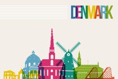 Travel Denmark destination landmarks skyline background vector illustration Travel Denmark destination landmarks skyline background vector illustration