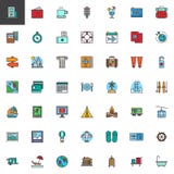 Travel elements filled outline icons set vector illustration Travel elements filled outline icons set vector illustration