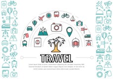 Travel Line Icons Template royalty free illustration Travel Line Icons Template royalty free illustration