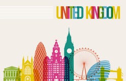 Travel United Kingdom destination landmarks skyline background vector illustration Travel United Kingdom destination landmarks skyline background vector illustration