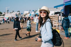 Traveler face to camera smiling attractively royalty free stock images Traveler face to camera smiling attractively royalty free stock images