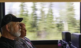 Traveling Couple on a Bus stock photography Traveling Couple on a Bus stock photography