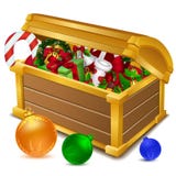 Treasure Chest Full Of Christmas Goodies Royalty Free Stock Image