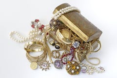 Treasure chest with jewellery Stock Photo Treasure chest with jewellery Stock Photo