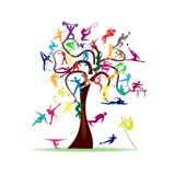 Tree With Colorful Sport Icons Stock Images