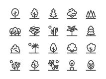 Trees, Plants Line Icon. Vector Illustration Flat style. Included Icons as Fir Tree, Palm, Park, Desert Cactus, Bush vector illustration Trees, Plants Line Icon. Vector Illustration Flat style. Included Icons as Fir Tree, Palm, Park, Desert Cactus, Bush vector illustration