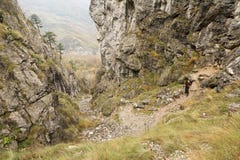 Trekking in Mehedinti Mountains in autumn stock image Trekking in Mehedinti Mountains in autumn stock image