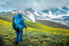Trekking in mountains stock photo Trekking in mountains stock photo