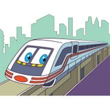 Trem bonde dos desenhos animados ilustração stock Trem bonde dos desenhos animados ilustração stock
