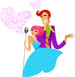 Trendy retro couple of singers stock illustration Trendy retro couple of singers stock illustration