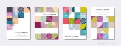 Trendy Vector Mosaic Brochure Cover Template Set Stock Images