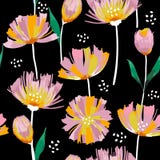 Trendy Wild blooming flower tulip r seamless pattern in a hand d royalty free illustration Trendy Wild blooming flower tulip r seamless pattern in a hand d royalty free illustration