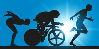 Triathlon, three extreme sports disciplines stock illustration Triathlon, three extreme sports disciplines stock illustration