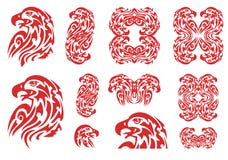 Tribal flaming aggressive eagle symbols royalty free illustration Tribal flaming aggressive eagle symbols royalty free illustration