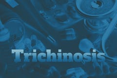 Trichinenziekte - diagnose op een wit stuk van document wordt geschreven dat Spuit en vaccin met drugs Royalty-vrije Stock Fotografie Trichinenziekte - diagnose op een wit stuk van document wordt geschreven dat Spuit en vaccin met drugs Royalty-vrije Stock Fotografie