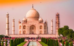 Tricolour van Indische Vlag Taj Mahal, wereldwonder stock fotografie Tricolour van Indische Vlag Taj Mahal, wereldwonder stock fotografie