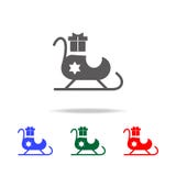 Trineo de Santa Claus con el icono de los regalos Elementos de los días de fiesta de la Navidad en iconos coloreados multi Icono libre illustration Trineo de Santa Claus con el icono de los regalos Elementos de los días de fiesta de la Navidad en iconos coloreados multi Icono libre illustration
