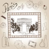 Triumphbogenbild im Rahmen. Paris-Illustrationssatz. Liebesparis-Rahmenweinlesesammlung. Scrapbooking-Bleistift-Handdr. Stockbilder Triumphbogenbild im Rahmen. Paris-Illustrationssatz. Liebesparis-Rahmenweinlesesammlung. Scrapbooking-Bleistift-Handdr. Stockbilder