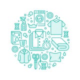 Trockenreinigung, Fahnenillustration mit flacher Linie Ikonen Wäsche-Service-Ausrüstung, Waschmaschine, Kleidungsschuh vektor abbildung Trockenreinigung, Fahnenillustration mit flacher Linie Ikonen Wäsche-Service-Ausrüstung, Waschmaschine, Kleidungsschuh vektor abbildung
