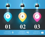 Trois articles de goupille - affaires infographic illustration de vecteur Trois articles de goupille - affaires infographic illustration de vecteur