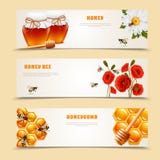 Trois Honey Banner Set illustration libre de droits Trois Honey Banner Set illustration libre de droits