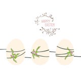 Trois oeufs de pâques dans une rangée et reliés par un fil illustration stock Trois oeufs de pâques dans une rangée et reliés par un fil illustration stock