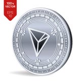 Tron. 3D isometric Physical coin. Digital currency. Cryptocurrency. Silver coin with Tron symbol isolated on white background. Vec vector illustration Tron. 3D isometric Physical coin. Digital currency. Cryptocurrency. Silver coin with Tron symbol isolated on white background. Vec vector illustration
