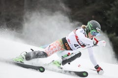 Trophée 2019 de la Reine de neige - slalom de dames photo stock Trophée 2019 de la Reine de neige - slalom de dames photo stock