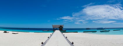 Tropical Beach Island Panorama Landscape At Maldives Stock Photography Tropical Beach Island Panorama Landscape At Maldives Stock Photography