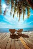 Tropical Beach With Palm Tree And Chairs Royalty Free Stock Images Tropical Beach With Palm Tree And Chairs Royalty Free Stock Images