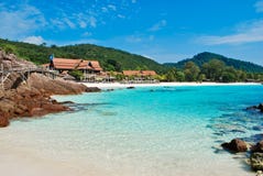 Tropical Blue Sea With Stone Royalty Free Stock Image Tropical Blue Sea With Stone Royalty Free Stock Image