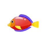 Tropical exotic red Discus fish, bright colorful coloring, vector isolated on white background, cartoon style stock illustration Tropical exotic red Discus fish, bright colorful coloring, vector isolated on white background, cartoon style stock illustration