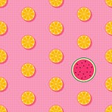 Tropical fruits seamless vector pattern with halvef oragnes and watermelon watermelon stock illustration Tropical fruits seamless vector pattern with halvef oragnes and watermelon watermelon stock illustration