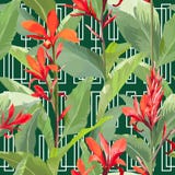 Tropical Leaves and Flowers Background. Seamless Pattern royalty free illustration Tropical Leaves and Flowers Background. Seamless Pattern royalty free illustration