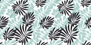 Tropical leaves seamless pattern in simple flat style. Stock Photos Tropical leaves seamless pattern in simple flat style. Stock Photos