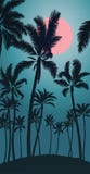 Tropical palm with pink moon sunrise and blue sky Royalty Free Stock Photography Tropical palm with pink moon sunrise and blue sky Royalty Free Stock Photography