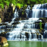 Tropical rainforest landscape with Pongour waterfall. Da Lat, Vietnam Royalty Free Stock Photography Tropical rainforest landscape with Pongour waterfall. Da Lat, Vietnam Royalty Free Stock Photography