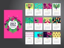 Tropische voor het drukken geschikte kalender 2017 vector illustratie Tropische voor het drukken geschikte kalender 2017 vector illustratie