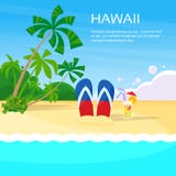 Tropiskt Hawaii för sand för sommarstrandbadskor kort vektor illustrationer Tropiskt Hawaii för sand för sommarstrandbadskor kort vektor illustrationer