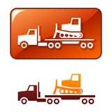 Truck delivers the bulldozer. Vector icon Stock Photos Truck delivers the bulldozer. Vector icon Stock Photos